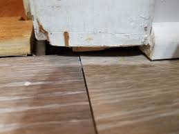 This is in the basement and not a highly trafficked area. Closing Gap Around Floor Transition Strip And Door Trim Home Improvement Stack Exchange