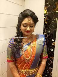 Pretty Sahana Is All Set To Rock Her Engagement Ceremony Hair And Makeup By Swank South Indian Bride Hairstyle Engagement Hairstyles Bridal Jewellery Indian