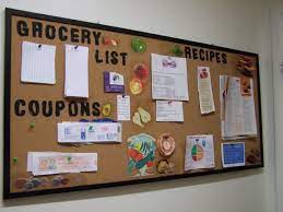 Kitchen Bulletin Board Space For Our Grocery Lists Coupons And Recipes Used An Old Bulletin Boa Diy Bulletin Board Kitchen Bulletin Boards Bulletin Boards