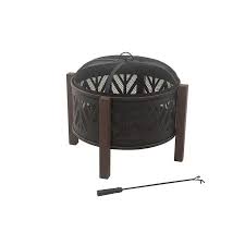 Garden Treasures 31 In W Black With Golden Brush Steel Wood Burning Fire Pit Lowes Com Wood Burning Fire Pit Wood Burning Fires Brushed Steel