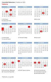 D) los fines de semana con fines turísticos conforme lo prescriptos por el art. Calendario Laboral 2021 En Valencia Que Dias Son Festivos En Semana Santa Y Pascua