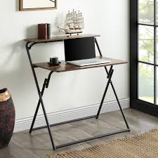 21st century and contemporary italian modern desks and writing tables. Inbox Zero Home Office Folding Desk 2 Tier Small Computer Desk With Shelf No Assembly Required Space Saving Foldable Table For Small Spaces Tiger Wayfair