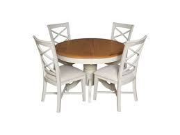 Hartham Round Extending Dining Table And 4 Wooden Chairs In Cream Dining Room Furniture Harveys Cream Dining Room Furniture Cream Dining Room Dining Table