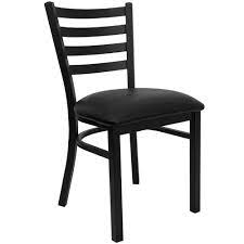 Flash Furniture Hercules Series Black Ladder Back Metal Restaurant Chair With Black Vinyl Seat Xudg694bladblkv The Home Depot In 2021 Metal Dining Chairs Metal Restaurant Metal Chairs