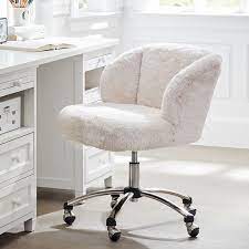polar bear faux fur wingback swivel desk chair sillas de escritorio sillas para habitacion sillas