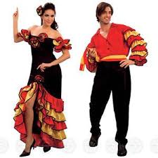 Rumba Spanish Senorita Salsa Fancy Dress Dancer Womens Mans Costume Flamenco Themed Outfits Traditional Spanish Dress Mens Costumes