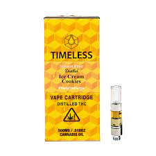 The strain has green colored buds with frosty trichomes and reddish hair. Ice Cream Cookies Timeless Vapes