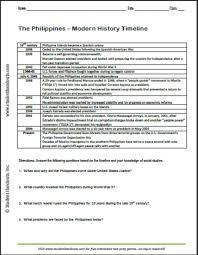 The Philippines Modern World History Timeline Worksheet Free To Print Pdf File History Timeline World History Classroom History Worksheets