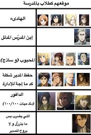 تحشيش هجوم العمالقة بالكتابات موقع الشخصيات كطلاب بالمدرسة funny art memes otaku funny anime mems