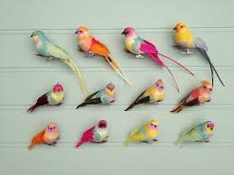 Set Of Eight Feather Bird Clip Decorations Bird Decor Bird Feathers Bird