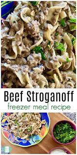 Cream of mushroom soup is the quick fix version. Ground Beef Stroganoff Freezer Meal Freezer Meals 101