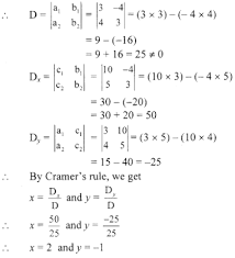 Apply cramer's rule to solve the following system of two equations with 2 unknowns: Solve The Following Simultaneous Equations Using Cramer S Rule I 3x 4y 10 4x 3y 5 Sarthaks Econnect Largest Online Education Community