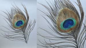 Draw a long, curved line from the neck. How To Draw A Peacock Feather In Color Pencils Realistic Peacock Feather Drawing Youtube