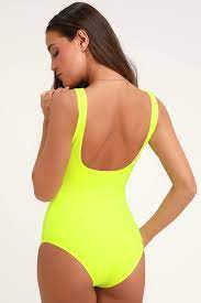 Lightning Bolt Neon Yellow One Piece Swimsuit Cute One Piece Swimsuits Piece Swimsuit One Piece Swimsuit