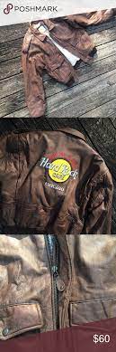 Vintage Hard Rock Cafe Leather Bomber Jacket Small Vintage Hard Rock Cafe Leather Bomber Jacket Small Materi Leather Bomber Jacket Leather Bomber Cafe Jacket