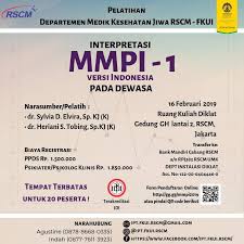 Hathaway seorang psikolog klinis dan j. Departemen Medik Kesehatan Jiwa Rscm Fkui Dibuka Pelatihan Interpretasi Mmpi 1 Versi Indonesia Pada Dewasa Mmpi Minnesota Multiphasic Personality Inventory Merupakan Tes Psikologi Yang Digunakan Untuk Proses Skrining Psikopatologi Oleh Psikiater