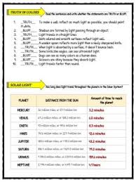 You can do the exercises online or download the worksheet as pdf. Light Facts Worksheets For Kids Types Speed Of Light