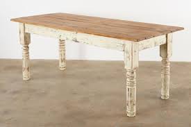 To paint farmhouse table distressed white dining table. Rustic American Cream Painted Pine Farmhouse Dining Table For Sale At 1stdibs