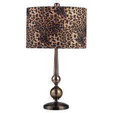 smoked glass table lamp with a leopard print shade product lampconstruction material glass metal and fabri table lamp modern table lamp lamp