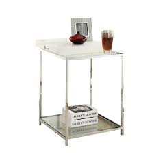 This convenience concepts end table is easy to assemble with no tools needed and is sized just right to fit as a side or end table. Convenience Concepts Palm Beach Clear Glass End Table With White Tray 131345w