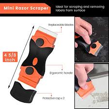 Spray a bit of the cleaner near the edge of the sticker and start scraping away at it with the edge of the razor. Razor Blade Scraper 2 Pcs Razor Scraper Tool For Removing Label Registration Sticker Tint Grease From Windshield Appliance Glass Extra 20 Metal And 10 Plastic Blades Pricepulse
