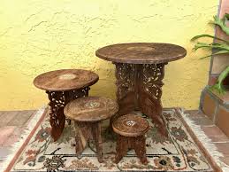 Vintage Hand Carved Indian Folding Mini Table 9 1 2 Etsy Wood Plant Stand Carved Table Mini Table