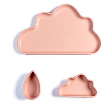 Um charme a mais para a cortina no quartinho do seu amor! Conjunto De Pratos Infantil Planck 3 Pecas Nuvem Rosa Casacaso