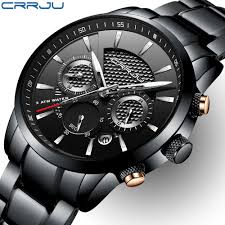 Crrju Men Watch 30m Waterproof Mens Watches Top Brand Luxury Steel Watch Chronograph Male Clock Saat Rel Watches For Men Fossil Watches For Men Mens Watches Uk