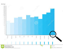 Flat Design Vector Bar Chart With Earnings And Months Stock