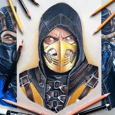 Nice Color Pencil Fan Art Drawing Of Scorpion From Mortal Kombat Game Done By Cjones Art Mortal Kombat Scorpion Mortal Kombat Mortal Kombat Art