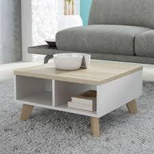 Avec son plateau blanc, votre cuisine ou votre séjour paraîtra plus grand. Table Basse En Bois Blanc Brillant Et Chene Largeur 60 Cm Lotta Dya Shopping Fr