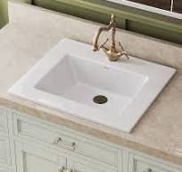DeerValley 21"x18" Drop-In Bathroom Sink Ceramic Rectangle ...