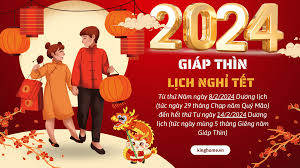 Tết nguyên đán Giáp Thìn 2024 được nghỉ bao nhiêu ngày? Tết âm lịch được  nghỉ