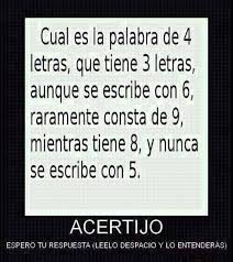 5 (1 voto) 1 comentario. Adivina Acertijos De Palabras Acertijos Acertijos Divertidos