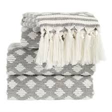 Black And White Hand Towels With Tassels Black And White Sculpted Diamond Tassel Brea Towels World Market In 2020 Black And White Towels Towel White Hand Towels