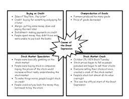 It frustrated many of americans. The Great Depression Causes Graphic Organizer With Answer Key Tpt