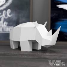 Papercraft 3d Rhino Diy Papercraft Rhino Diy Paper 3d Model Papercraft Rhinoceros Papakura Papercraft Paper Animals 3d Paper Sculpture Paper Sculpture Paper Crafts Origami