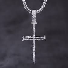 Get set for gold cross chain at argos. Krkc Iced Out Mens Nail Cross Pendant In White Gold Krkc Co