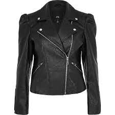 Black Faux Leather Puff Sleeve Biker Jacket Sudaderas De Moda Moda De Moda