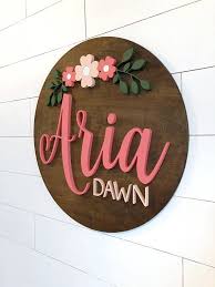 Custom Flower Name Sign 1836 Round Sign Etsy In 2021 Baby Name Signs Name Signs Baby Signs