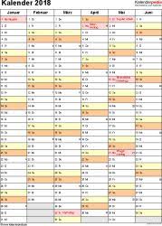 Hälfte mit kalenderwochen und feiertagen. 7 Buro Ideen Kalender 2018 Excel Vorlage Kalender Vorlagen