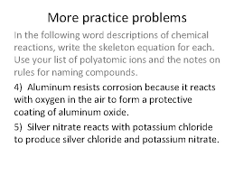 Practice writing chemical equations from word problems and balancing equations. Chemical Reactions Chemical Reactions Are Described By Chemical