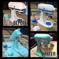 Can you change the color of your kitchenaid mixer. Sand And Spray Paint Your Boring Old White Kitchen Aid Mixer Kitchen Aid Decals Kitchen Aid Kitchen Aid Mixer