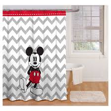 Disney Mickey Mouse Chevron Shower Curtain Gray White Mickey Mouse Shower Curtain Mickey Bathroom Disney Shower Curtain