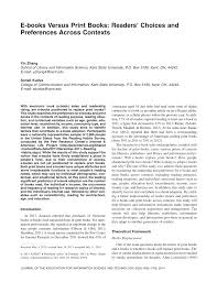 Pdf Ebooks Vs Print Books Readers Choices And Preferences Across Contexts