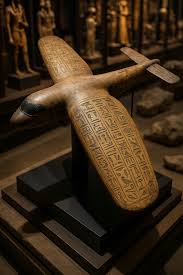 Ancient Egyptian artifact resembling a modern airplane