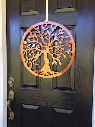 Tree Of Life Door Hanger Tree Art Front Door Wreaths Door Etsy Exterior Wall Art Metal Tree Wall Art Metal Wall Art