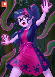 2789894 - safe, artist:uotapo, sci-twi, twilight sparkle, equestria girls,  equestria girls series, spring breakdown, spoiler:eqg series (season 2),  blushing, breasts, clothes, female, glasses, glowing hands, i've seen  enough hentai to know where