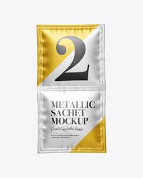 Download Double Matte Metallic Sachet Mockup Front View Designs Zone PSD Mockup Templates