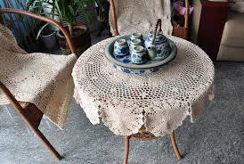 Vintage Style Hand Crocheted 35 Round Tablecloth Etsy Hand Crochet Table Cloth Round Table Covers